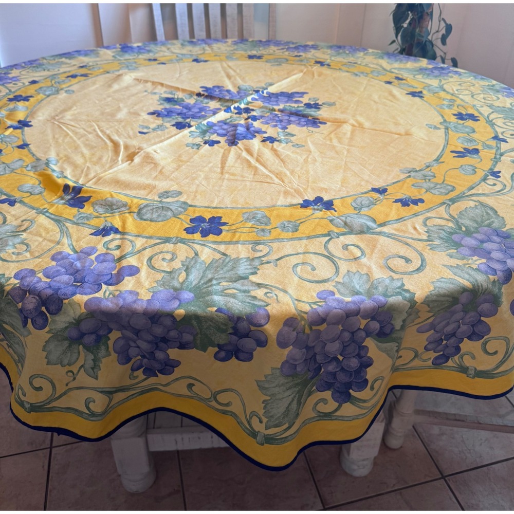 L'Ensoleillade Tablecloth Round Yellow Blue Floral French Country Provencal
